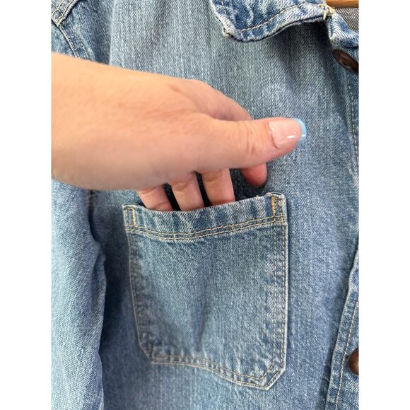 Oshkosh Bgosh Button Up Long Sleeve Denim Shirt Sz 14A Girls Shacket Heavyweight - Picture 3 of 8